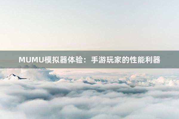 MUMU模拟器体验：手游玩家的性能利器